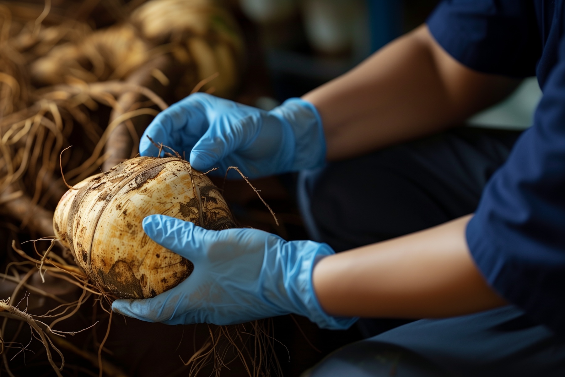 Biosecurity inspection of a root crop